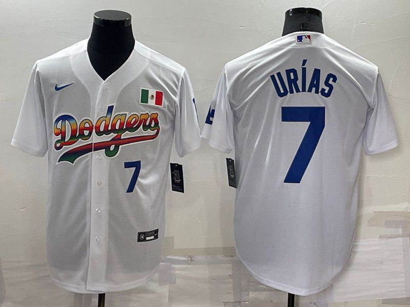 Men Los Angeles Dodgers #7 Urias White rainbow Nike 2022 MLB Jersey->los angeles dodgers->MLB Jersey